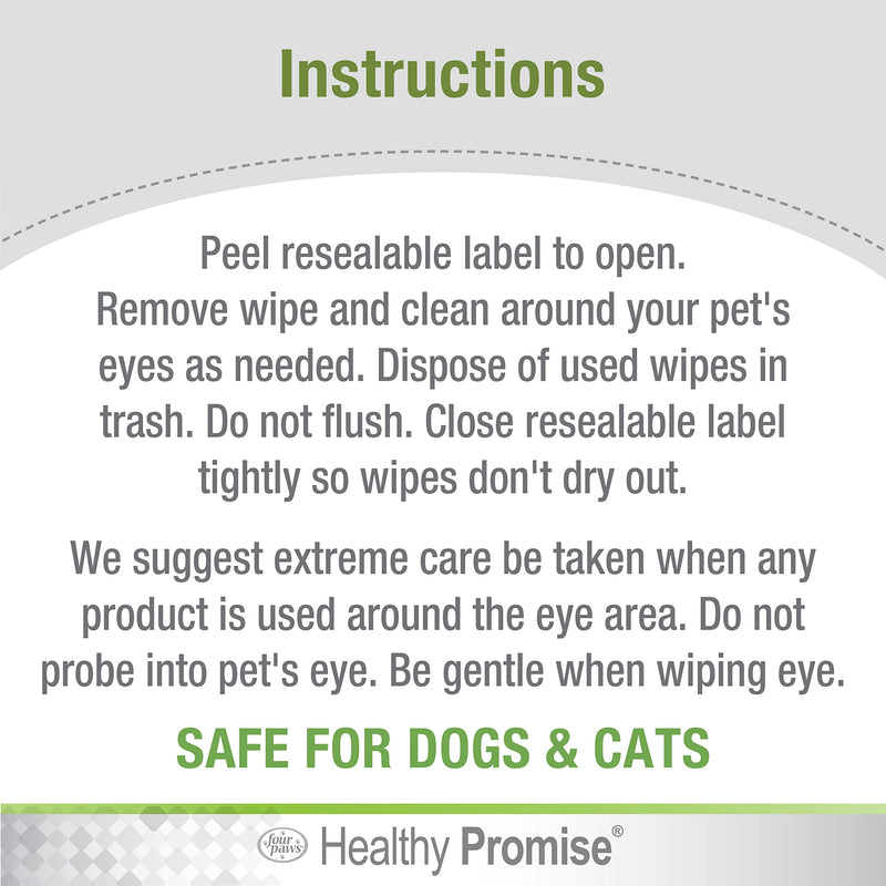 Four Paws Healthy Promise Grooming Pet Eye Cleaning Wipes for Dogs & Cats, 35 Count - PawsPlanet Australia