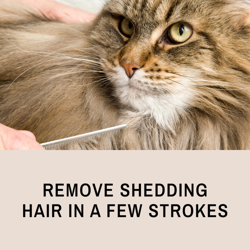 [Australia] - Eye Envy ProGlide Deshedding and Detangling Comb for Long-Haired Cats | Remove Undercoat, Excess Hair, Tangles & Knots | 6" Dual-Tooth Comb with Rounded Pins 