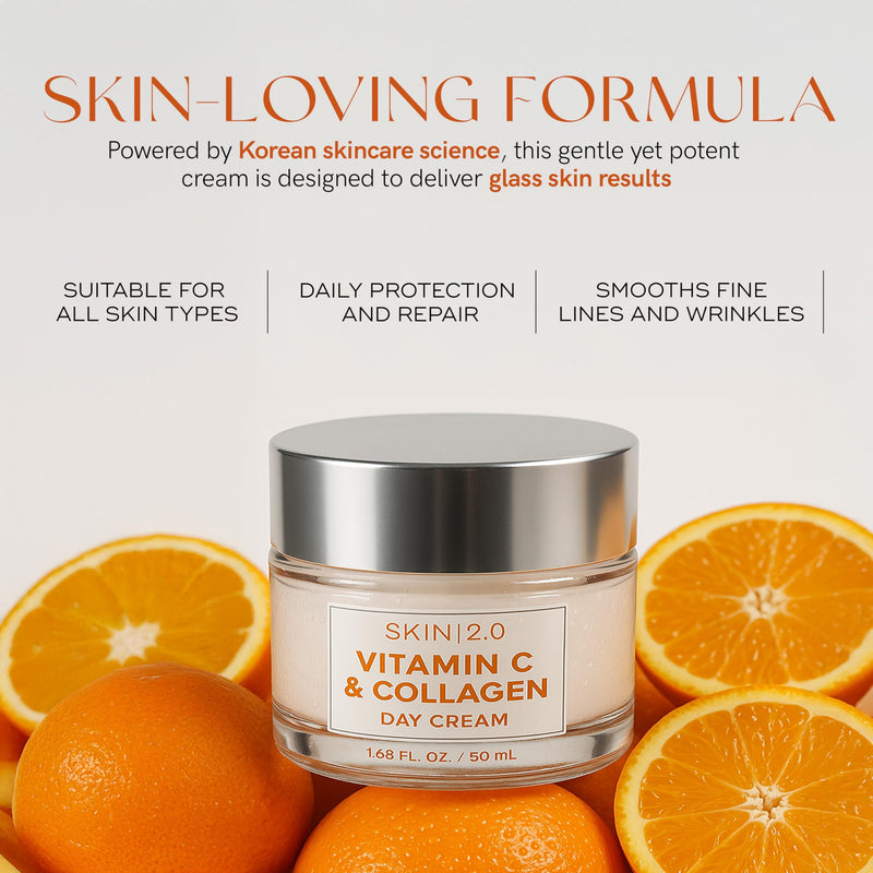 Skin 2.0 Vitamin C & Collagen Face Moisturizer – Hydrating Anti Aging Cream for Smooth & Radiant Skin, Firms & Revives Dull Complexion – Dermatologist Tested, Korean Skin Care, Clean Beauty – 2 Pack Vitamin C & Collagen (2 Pack)