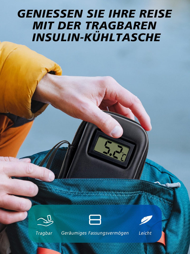 [Australia] - YOUSHARES Insulin Cooler Bag with 2 TSA Ice Packs, Mini Medicine Cooler Box for Travel, Insulated Bag Small Case for Epipen, Insulin Pen, Insulin, Other Medication Accessories, Diabetic Bag (Black) 01-h2-black 