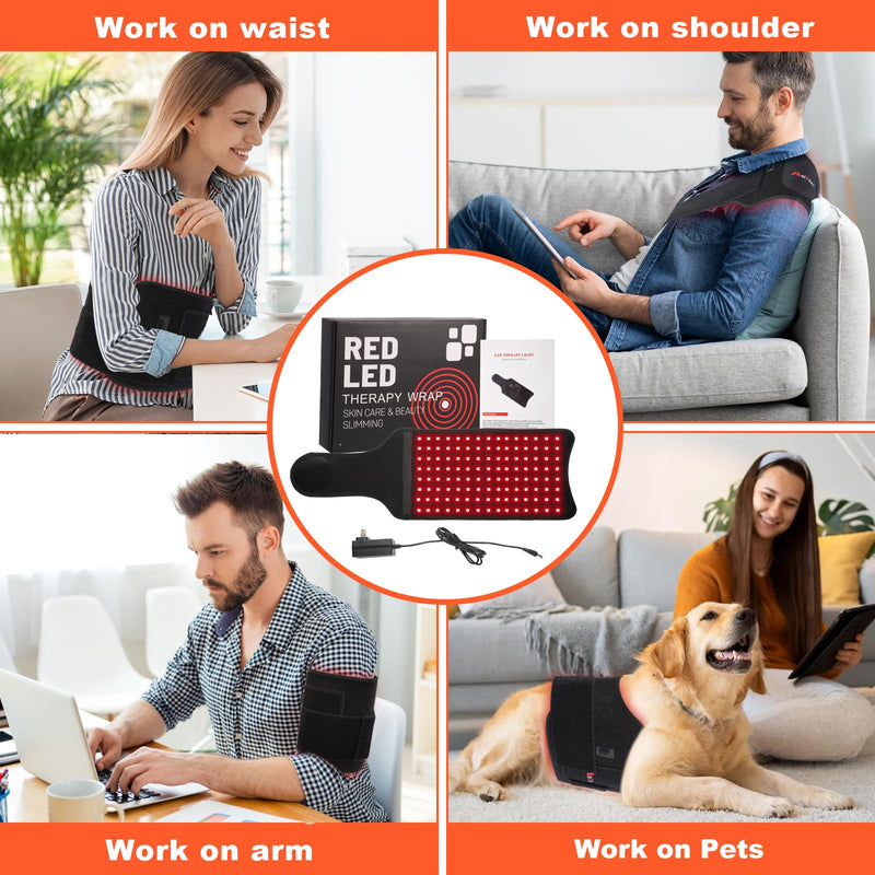 Red Light Therapy Belt for Body-660nm & 850nm Infrared Light Therapy Wrap, 3-in-1 Chip 120 LEDs Bead Adjustable Pad for Body, Home Use with Controller