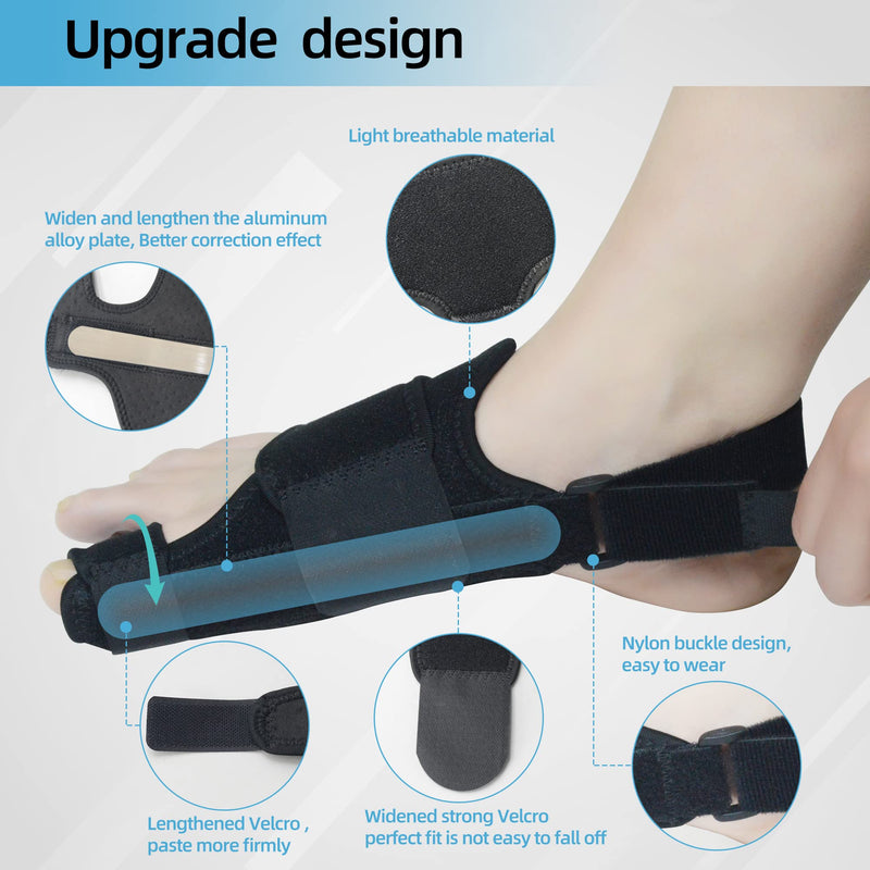 [Australia] - 1 Pair Bunion Corrector for Women & Men, Night Bunion Splint, Big Toe Straightener, Bunion Brace for Pain Relief Black One Size 