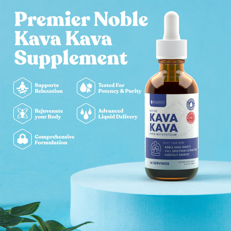 [Australia] - Rejuvica Health Kava Kava Root Extract Supplement - Active Kava Kava - Potent Relaxation & Calm - Liquid Extract - Piper Methysticum - Noble Variety - Naturally Occurring Kavalactones - 48 Servings 