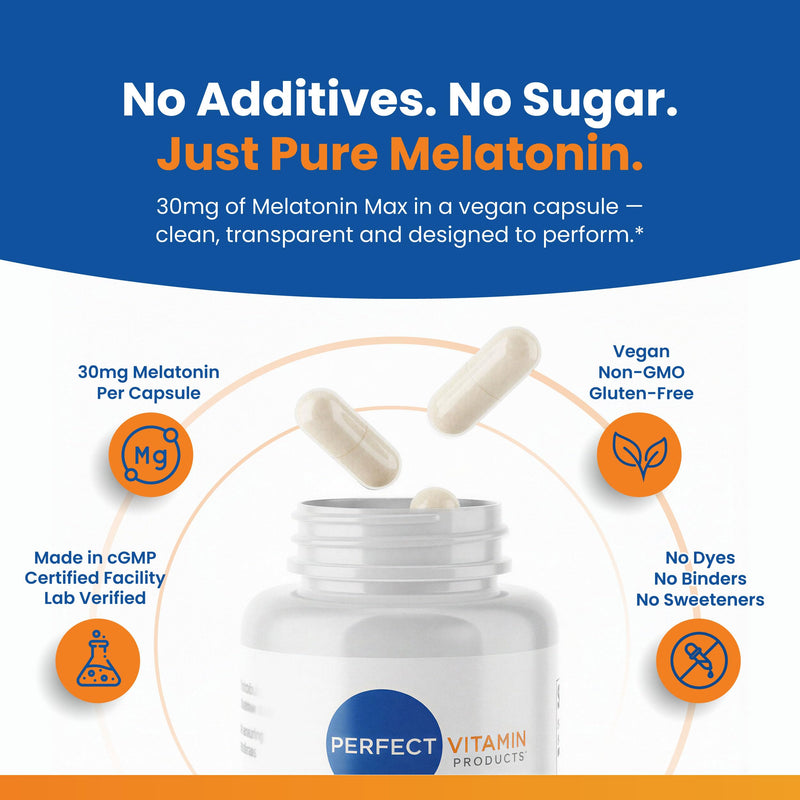 Melatonin 30mg High Dose Extra Strength Sleep Aid for Adults (180 Servings) | High Dose Melatonin Sleep Aid for Adults | Extra Strength, Non-Habit Forming, Drug-Free | Vegan, Non-GMO, Made in USA 180 Count (Pack of 1)