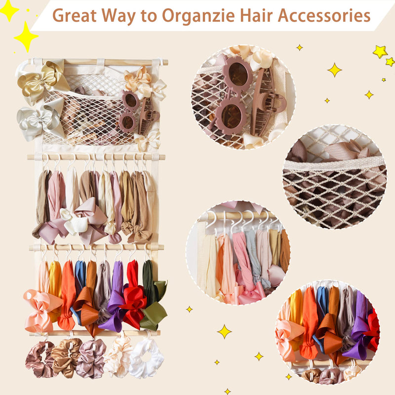 [Australia] - kangaroo Headband Holder Hair Bows Organizer for Baby Girls Large Capacity Bow Holder Hair Accessories Wall Hanging Organizer for Toddler Baby Girl Nursery Room Decor (White) White 
