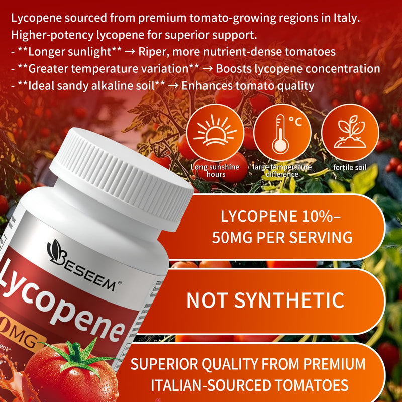 Men‘s Lycopene Softgels with Saw Palmetto & Pumpkin Seed Oil – Prostate Health Support & Nutrient Complex with Zinc, Vitamin B6, B12, Copper – 60 Capsules