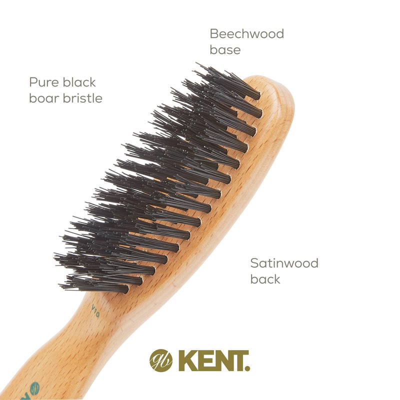 Kent V10 Vegan Boar Bristle Hair Brush and Beard Brush for Men, Eco Friendly Bristle Brush for Smoothing Hair, Taming Beards and Mustaches (Small) Small