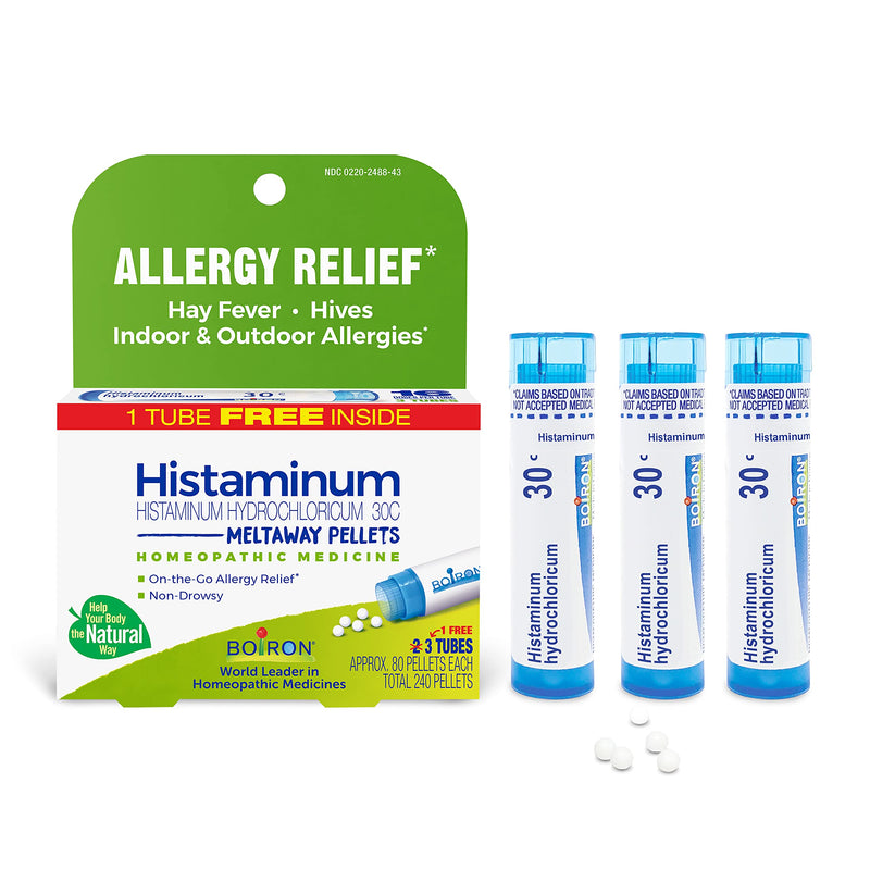 Boiron Homeopathic Allergy and Cough Relief Medicine Bundle with Histaminum and Sambucus (3 Tubes, 480 Count)