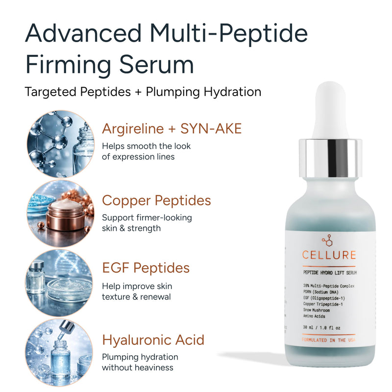 Copper Peptides Serum for Face, EGF Growth Factor Serum, Hyaluronic | 1 Fl Oz (30 mL), Salmon DNA and Amino Acids, Vitamin E and Tulsi, Dual-Weight Hydration, Firming, All Skin Types