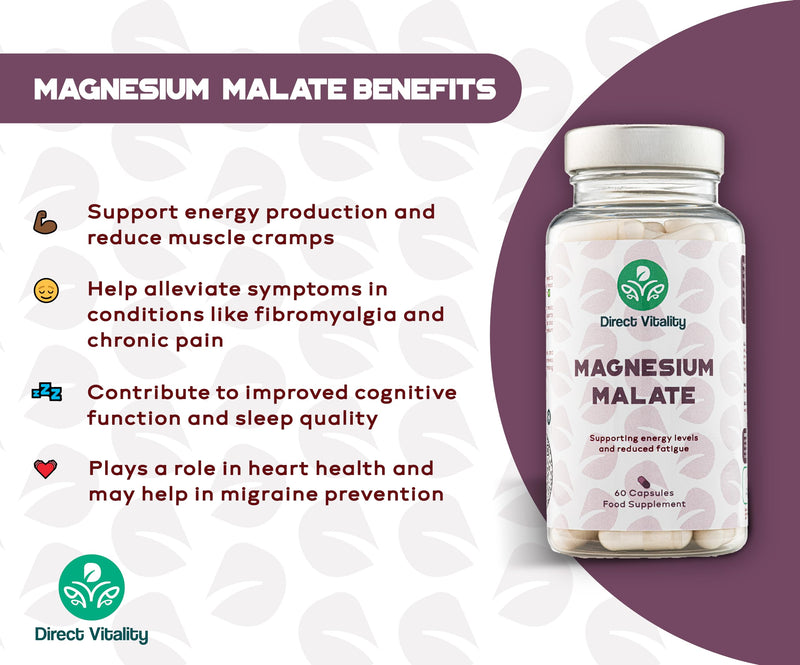 Magnesium Malate | 700 mg per Capsule | UK Made | 2 Months Supply | No Nasty Fillers | Vegan