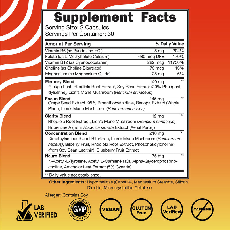 Vital Vitamins Brain Booster Plus + Biotin Complex Capsules
