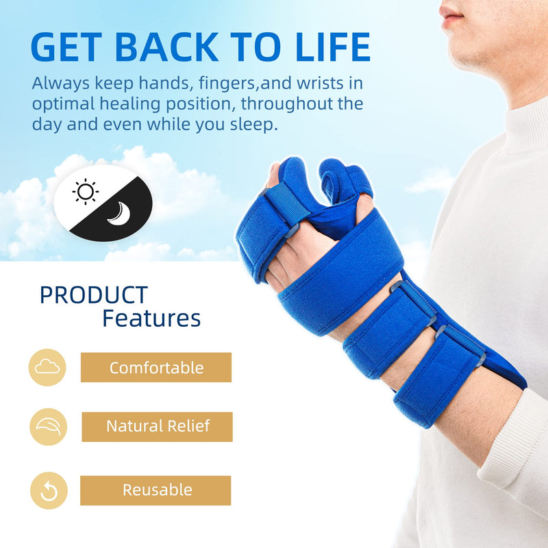 [Australia] - Fanwer Resting Hand Splint, Stroke Hand Therapy Equipment for Stroke Recovery Patients, Carpal Tunnel Syndrome, Arthritis, Tendinitis, Metacarpal Breaks Medium Right 