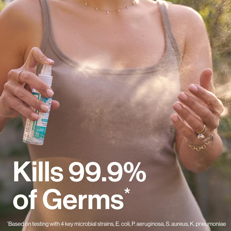[Australia] - The Honest Company Plant-Based Hand Sanitizer Spray | Kills 99.9% of Germs | Hypoallergenic, Quick-drying + Moisturizing | Coastal Surf, 2 fl oz 2 Fl Oz (Pack of 1) 