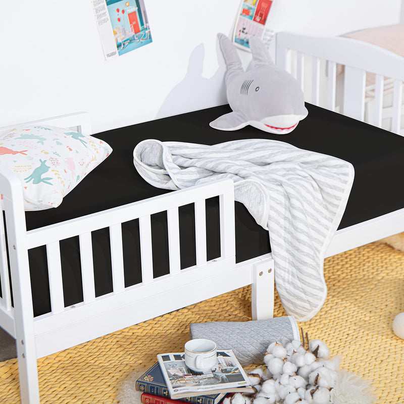[Australia] - NTBAY 100% Brushed Microfiber Fitted Crib Sheet, Super Soft and Cozy 28x52 Crib Sheet for Standard Crib and Toddler Mattresses, Boys, Girls, Unisex, Black, 28x52 Inches 28x52 Inch (Pack of 1) 