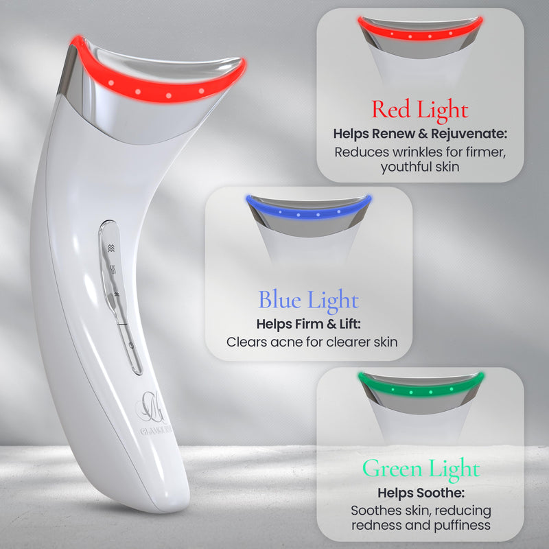 Red Light Therapy for Face - Lymphatic Drainage Massager- Face Sculpting Tool for Fine Lines and Wrinkle Reduction - Triple Action LED Facial Massager for Face and Neck