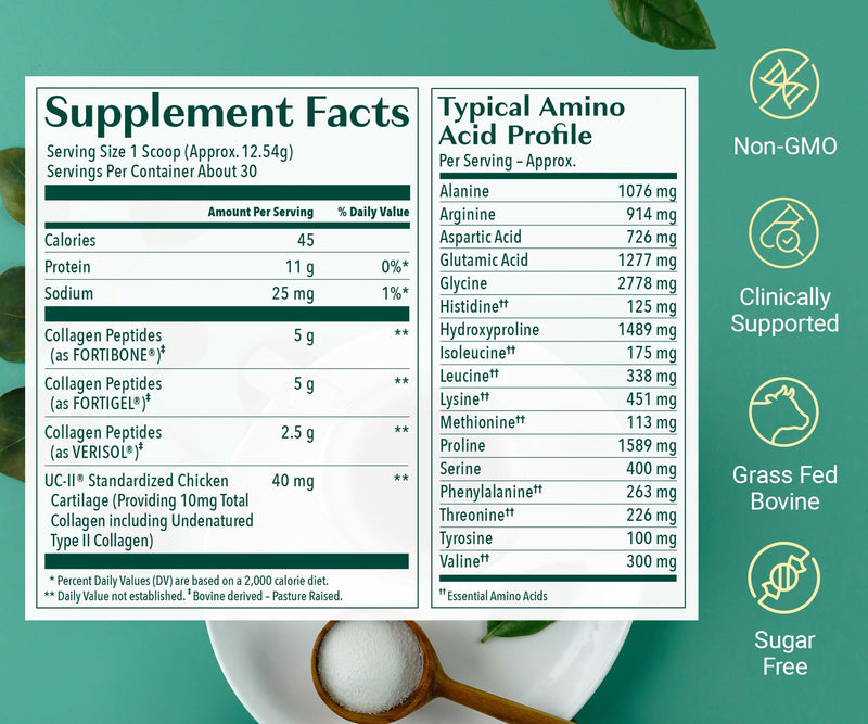 [Australia] - ALGAECAL Collagen: 4 Clinically-Supported Peptides VERISOL¬Æ, FORTIGEL¬Æ, UC-II¬Æ, FORTIBONE¬Æ, Anti-Aging Hydrolyzed Collagen Powder, 30 Servings, Made in USA 30 Servings (Pack of 1) 