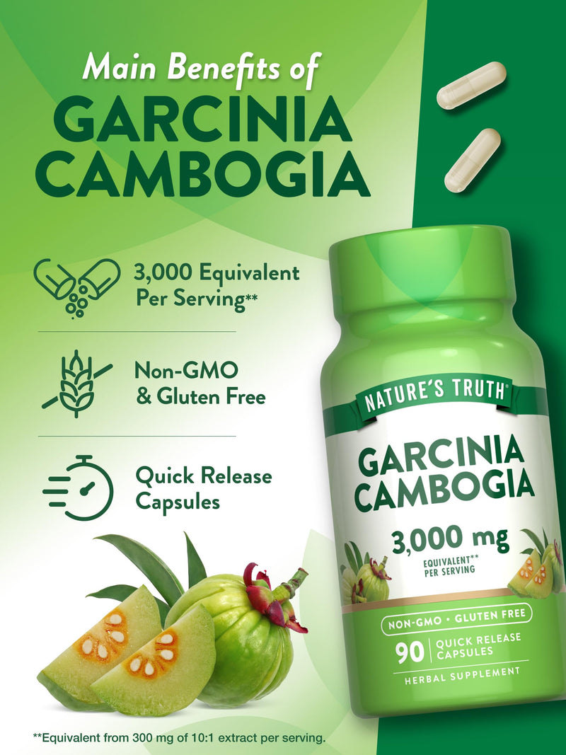 [Australia] - Nature's Truth Garcinia Cambogia 3,000mg | 90 Pills | Plus Chromium Picolinate | Non-GMO and Gluten Free Supplement 