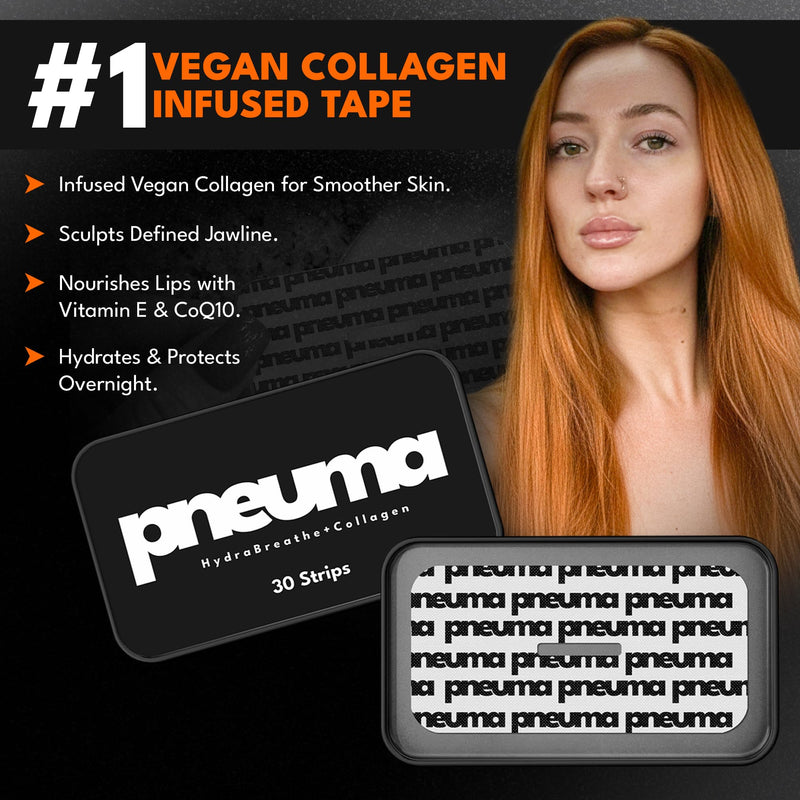 [Australia] - PNEUMA Beauty Collagen Tape - Vegan Collagen Infused Chin Hydration Strips for Sleeping, Improves Snoring, Lip Plumping Sleep Beauty Tape & Overnight Skin Firming, 30 Count 