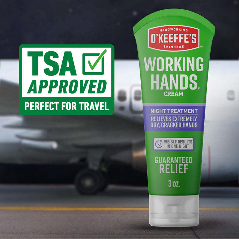 [Australia] - O'Keeffe's Working Hands Night Treatment Hand Cream for Extreme Dryness - 3 oz Tube (2 Pack) - Repairing Skincare for Cracked, Dry Hands 3 Ounce (Pack of 2) 