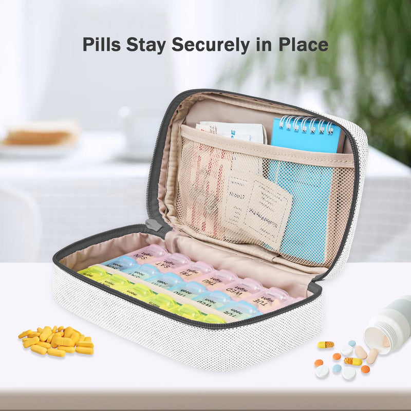Weekly Travel Pill Organizer Pill Case for Purse with Removable 7 Day Pill Box Holder,Cute Medication Organizer Pill Container for Medicine, Vitamin, Fish Oils,Supplement (Dark Grey, Small) Dark Grey 01