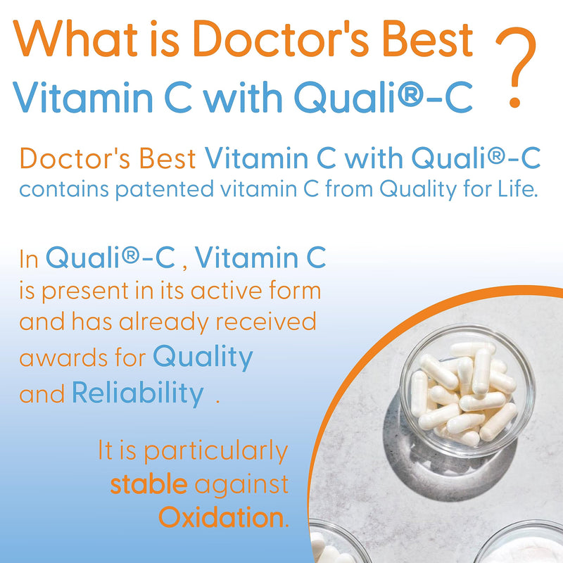 Doctor's Best, Vitamin C with Quali C, 1.000mg, 120 Vegan Capsules, Gluten-Free, Soy-Free, Vegetarian