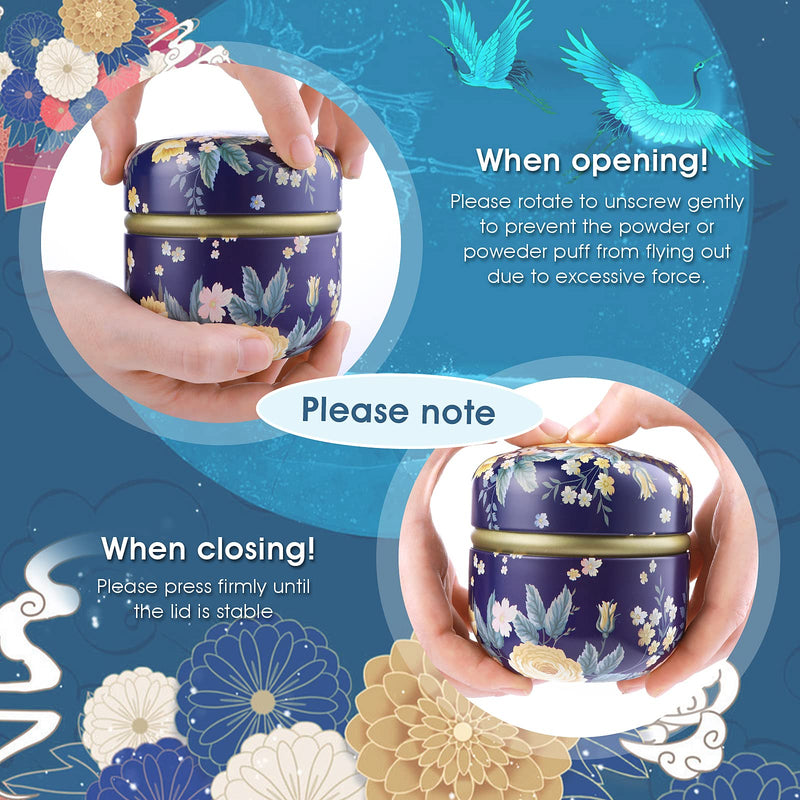 [Australia] - Sibba Puderdose mit Puderquaste für Körperpuder Leerer Behälter Staubpuderdose Puderquaste Make up Sponge Schwämmchen lose powder puff mit behälter für Baby Nach Dem Bad Make-Up-Puderspender Puderquaste(blau)+puderdose(farbe Dunkelblau) 