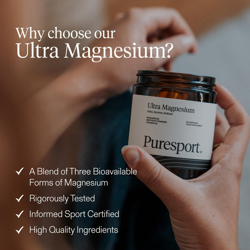 Puresport Ultra Magnesium Supplement Capsules (30 Day Supply), Glycinate 3-in-1 Complex, Supports Recovery & Sleep, Boosts Cardiovascular Health, Maintains Electrolyte & Endurance, Reduces Fatigue 90 count (Pack of 1)