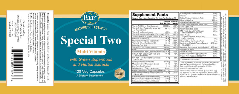 Baar Special Two Multivitamin, 120 Capsules | Multivitamin formula, convenient daily supplement, capsule format