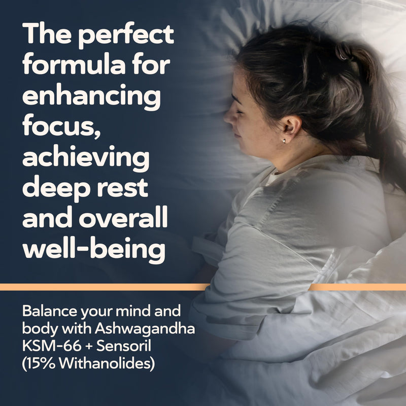 Ashwagandha KSM 66 + Sensoril (15-20% Withanolides) Cortisol Reducing Supplements for Deep Sleep, Energy, Concentration and Stress Relief. 2 Month Supply Ashwagandha High Strength KSM 66 Capsules Ashwa QSTA
