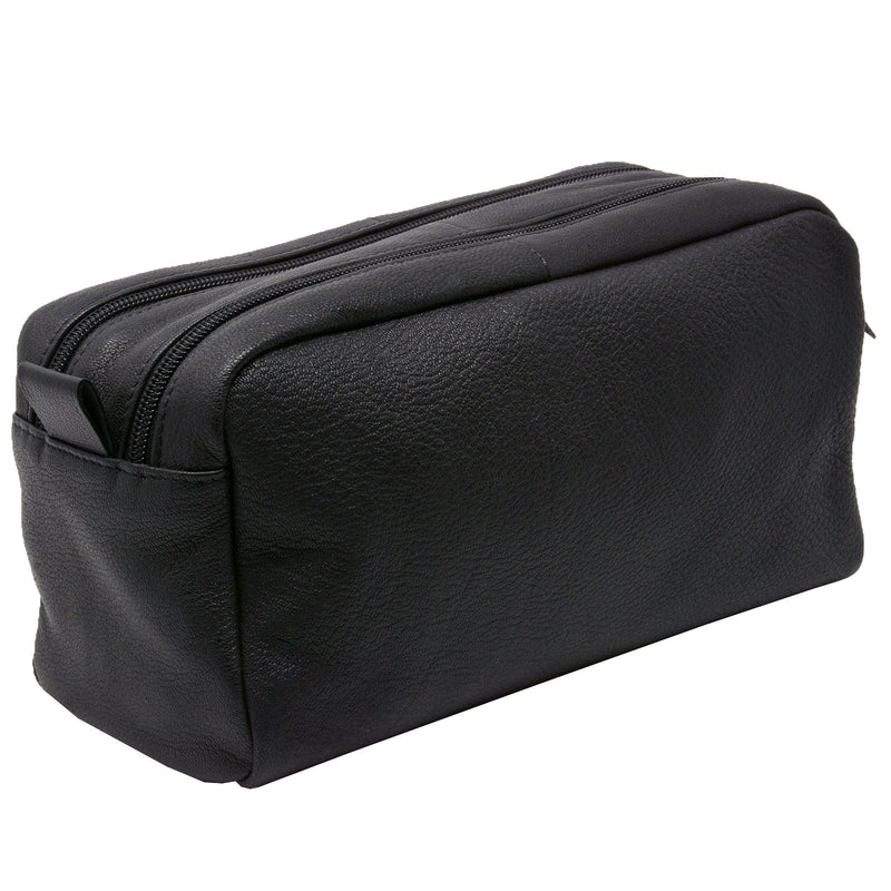 Alpine Swiss Sedona Toiletry Bag Genuine Leather Shaving Kit Dopp Kit Travel Case One Size Black