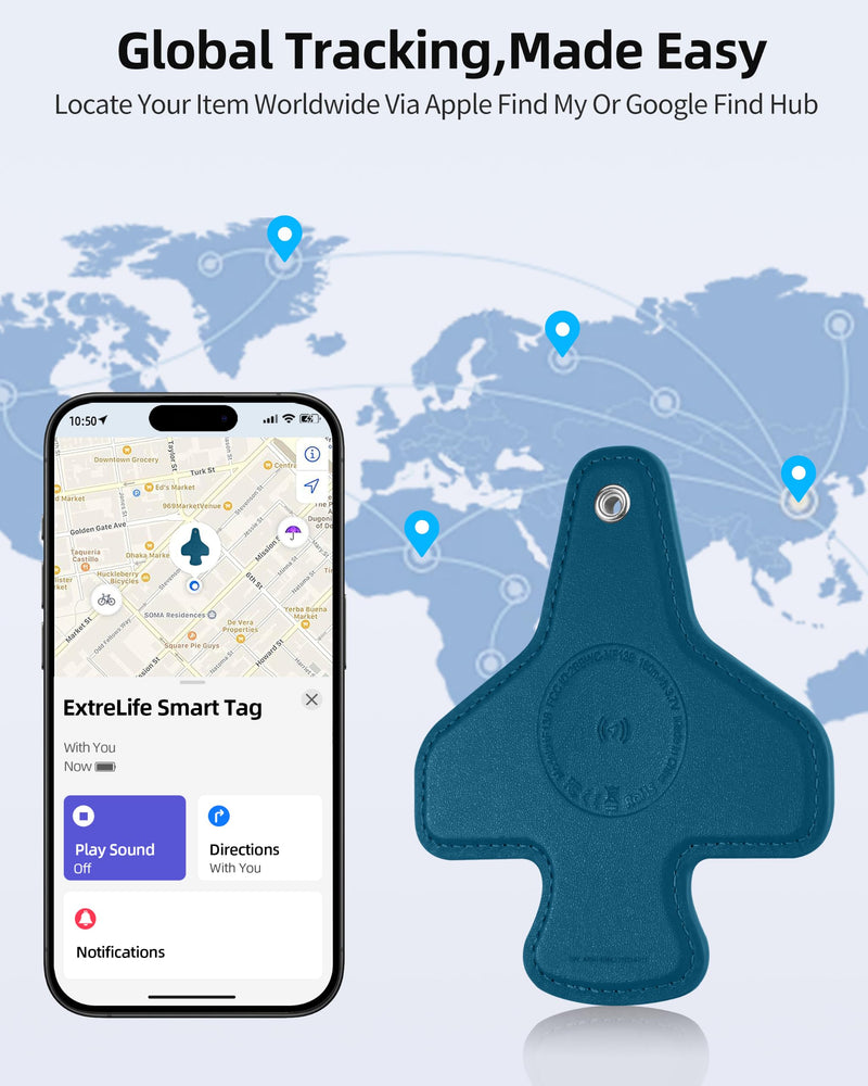 Luggage Tag, Built-in Smart Bluetooth Tracker, Plane Travel Essentials | Item Finder Compatible with Apple Find My (iOS) & Google Find Hub (Android) for Luggage, Bag and More, Rechargeable, Black