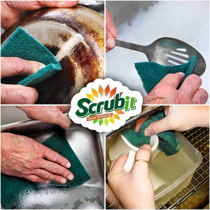 [Australia] - Scouring Pads - Heavy Duty Household Cleaning Scrubber with Non-Scratch Anti-Grease Technology - Reusable Scrubbing Pads - Green, 12 Pack 