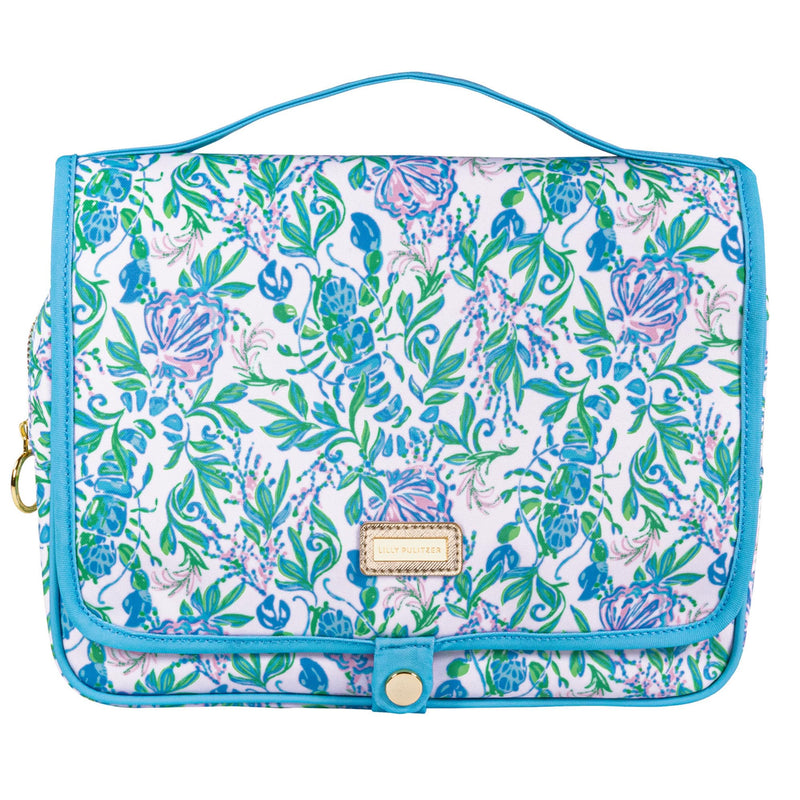 Lilly Pulitzer Hanging Toiletry Bag, Just a Pinch | Travel Cosmetic Bag with Handle, Organization, Hanging Travel Organizer for Makeup & Toiletries with Zipper Pockets