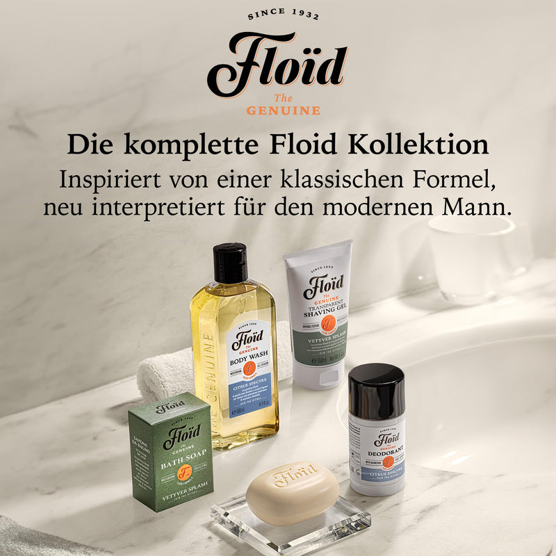 [Australia] - Floïd Vetyver Splash shaving gel (150 ml), shaving gel with glycerin to protect and hydrate the skin, transparent gel for a smooth shave with an invigorating pine scent 150 g (pack of 1) 