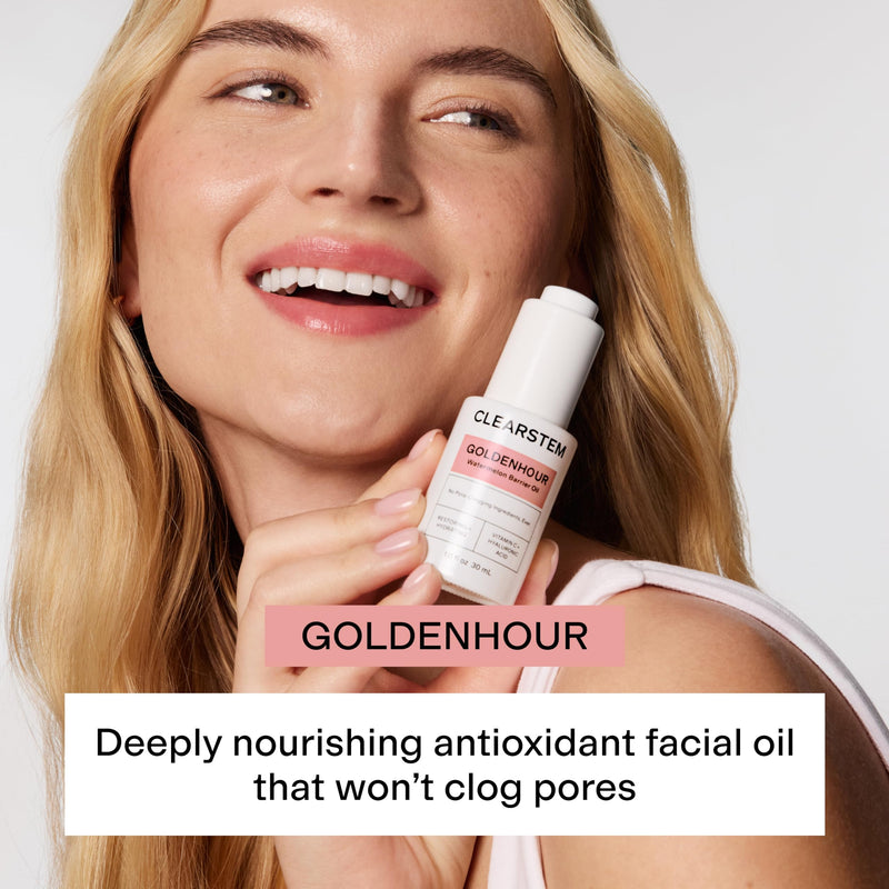 CLEARSTEM GOLDENHOUR Hydrating Facial Oil - Plumping Face Oil for Women for Deep Face Hydration - Non-Comedogenic Vitamin C Oil for Skin with Hyaluronic Acid and Watermelon Seed for Glowing Skin 1 Fl Oz