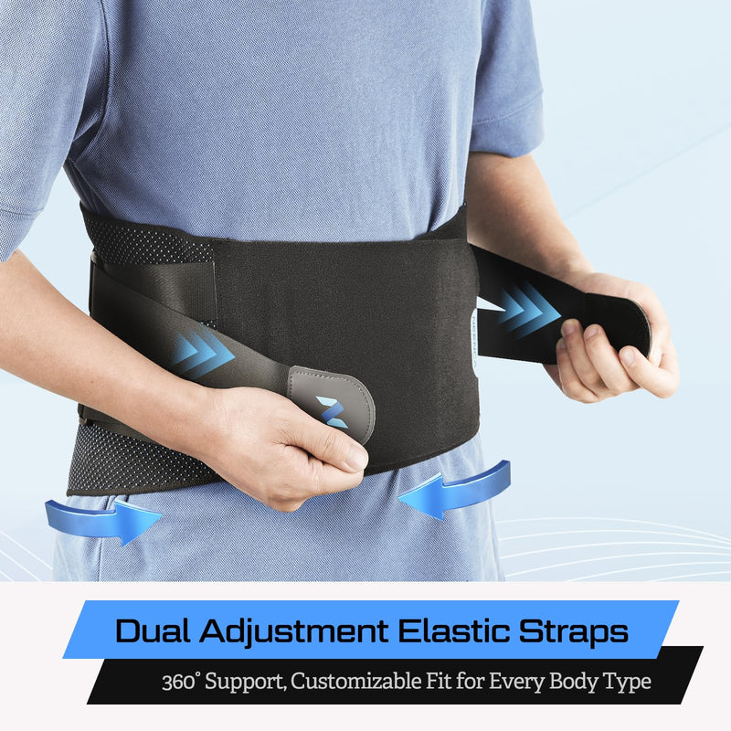 [Australia] - NEENCA Lower Back Brace for Lower Back Pain Relief, Medical Grade Lumbar Support Belt for Women Men, Herniated Disc,Lumbar Strain,Sciatica, Scoliosis (Black, Large) Blueblack 