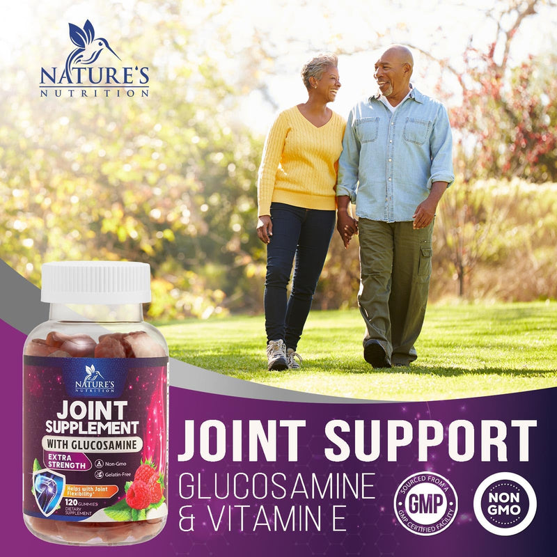 [Australia] - Nature's Joint Support Gummies Glucosamine Plus Vitamin E - Joint Support Supplement for Occasional Discomfort for Back, Knees & Hands - Joint Health & Flexibility Supplement - 120 Gummies 120 Count (Pack of 1) 
