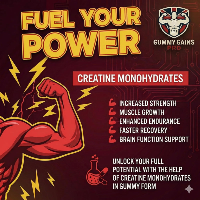 Creatine Gummies – 5000mg Creatine Monohydrate per Serving (1000mg per Gummy) – Vegan, Sugar Free – Gym & Training Support – for Men & Women – 60 Count (Strawberry) Strawberry
