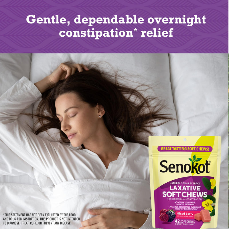 [Australia] - Senokot Laxative Soft Chews, Overnight Constipation Relief with Senna Extract, 42 Mixed Berry Chews (Pack of 2) 42 Count (Pack of 2) 