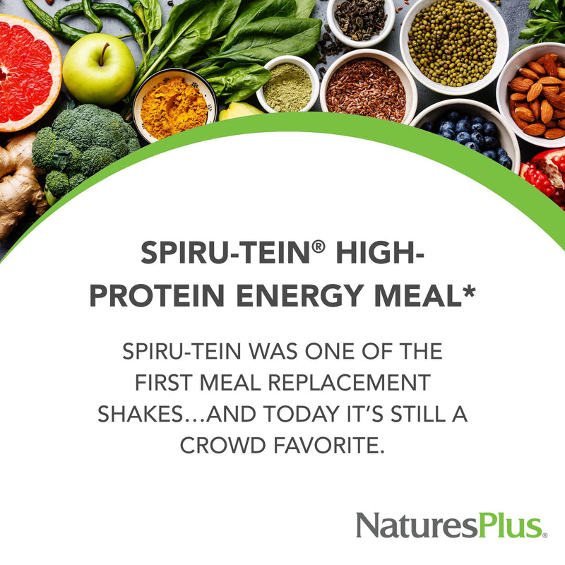 NaturesPlus SPIRU-TEIN, Vanilla - 1.06 lbs - Spirulina Protein Powder - Vitamins & Minerals for Energy - Vegetarian, Gluten Free - 16 Servings 1.06 Pound (Pack of 1)