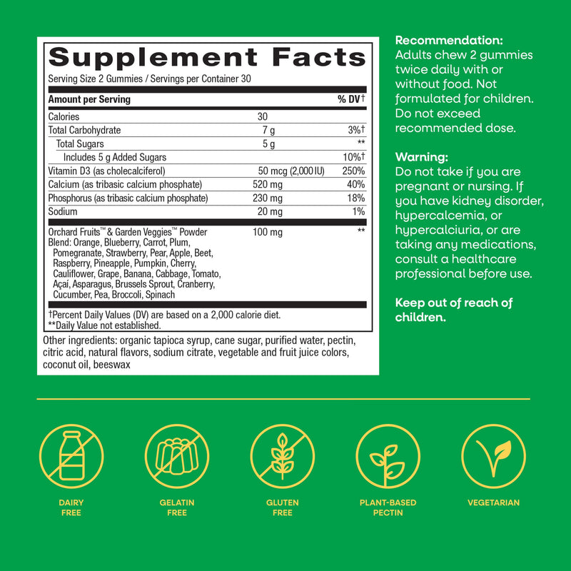 Nature’s Way Alive! Chewable Calcium Gummies with Vitamin D3, 60 ct | Daily Supplement Supports Healthy Bones and Teeth, and Muscle Function*, Strawberry and Raspberry-Lemonade Flavored 60 Count (Pack of 1)