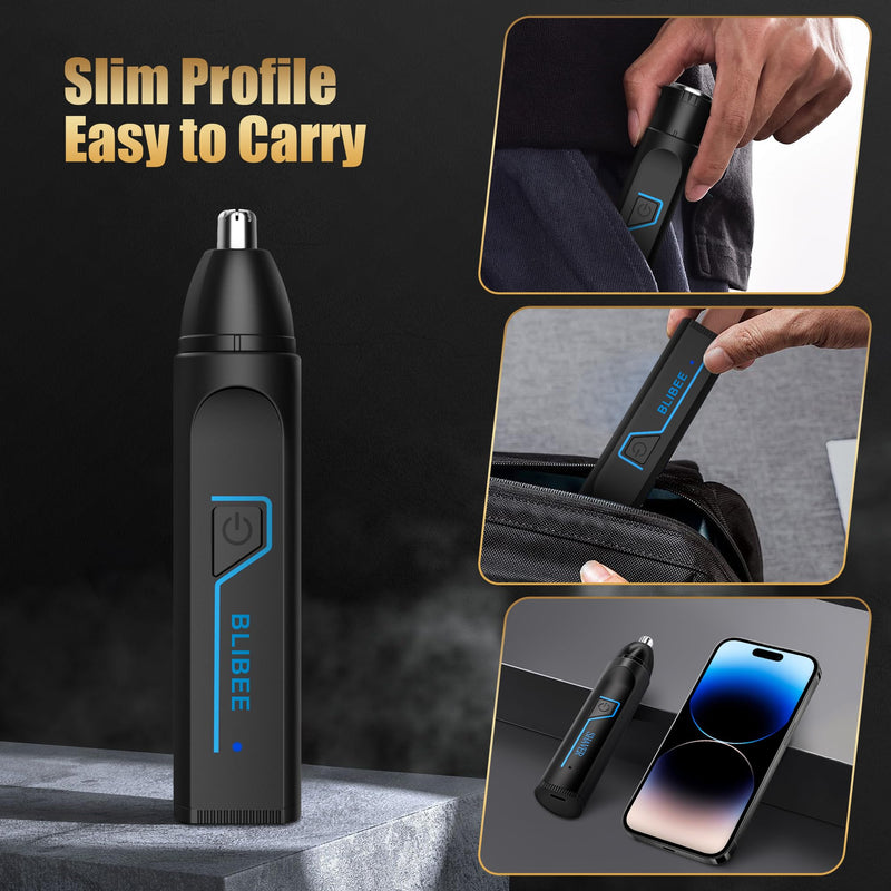 [Australia] - Ear and Nose Hair Trimmer for Men Women, 3-in-1 Professional Painless USB Rechargeable Eyebrow Trimmer, Nose Hair Trimmer for Men, Facial Hair Remover with Powerful Motor, Black 