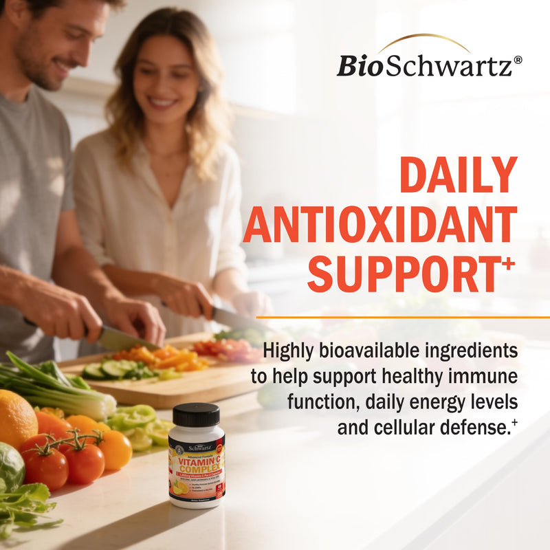 BioSchwartz Vitamin C Complex Supplement - Vitamin C 1000mg Capsules | with Rose Hips Zinc & Citrus Bioflavonoids for Immune Health, Cellular Energy, Collagen Production, 120 Count, 60 Servings