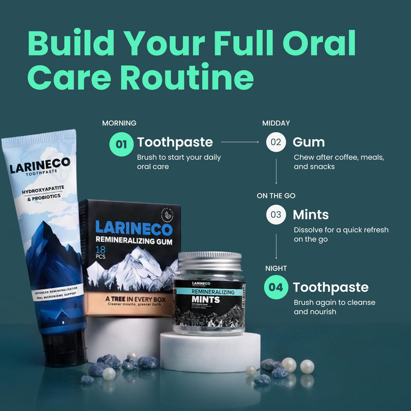 Larineco Nano Hydroxyapatite Toothpaste - Hydroxyapatite Remineralizing Toothpaste, Sulfate Free, Fluoride Enamel Support, Chamomile Myrrh Gum Care, Gentle Whitening, Sensitive Teeth, Mint, 4 fl oz