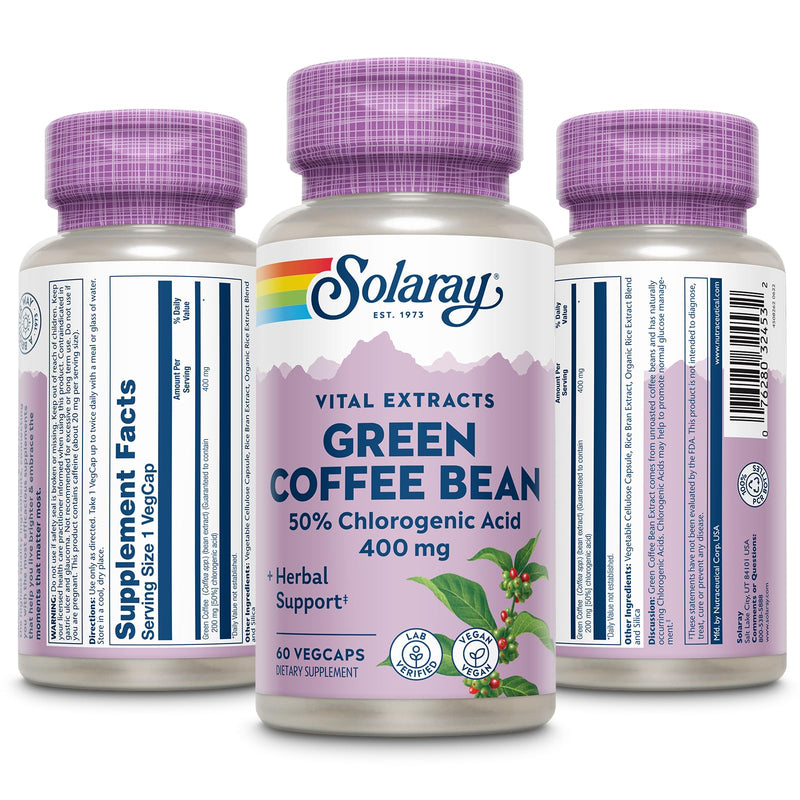 [Australia] - SOLARAY Guaranteed Potency Green Coffee Bean Extract, Veg Cap (Btl-Plastic) 400mg | 60ct 