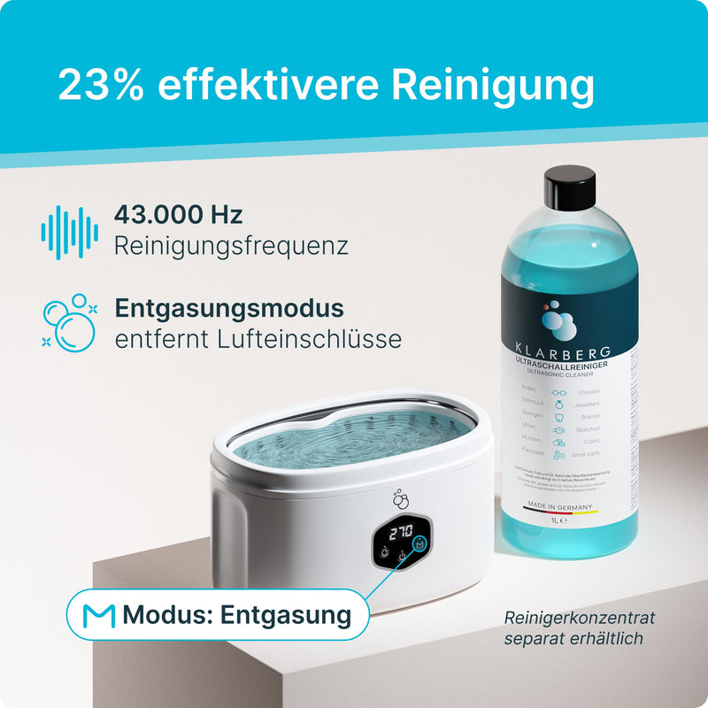 [Australia] - KLARBERG® ultrasonic cleaning device for glasses, jewelry and much more. I 600ml ultrasonic cleaner I ultrasonic bath for deep cleaning I ultrasonic cleaner, glasses cleaning device (600ml) 