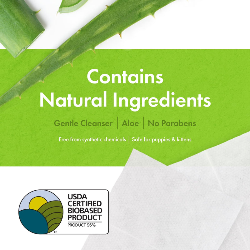 Petkin Plant-Based Eyewipes, 80 Wipes - Biobased & Sustainable Pet Eye Wipes for Dogs & Cats - Cleans Eye Area, Dirt & Tear Stains - Consciously Cleans & Conditions - Easy to Use - Unscented 1 - PawsPlanet Australia