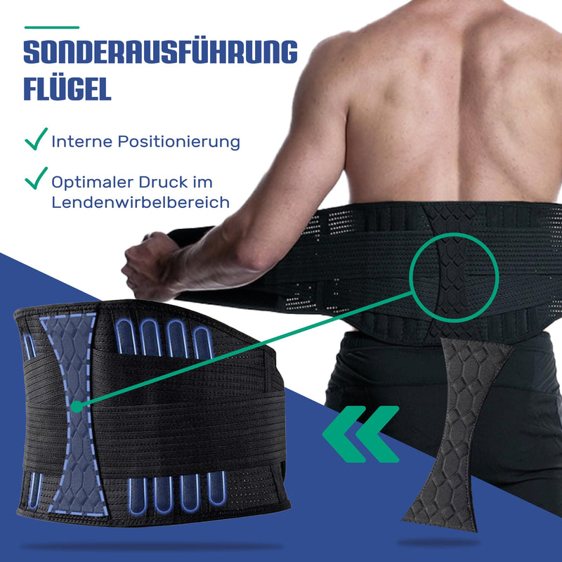 [Australia] - NativoDex Back Support Belt - Back Belt for Stabilizing the Lumbar Spine - Lumbar Support for the Lower Back with Support Rods to Reduce Back Pain Black XL 