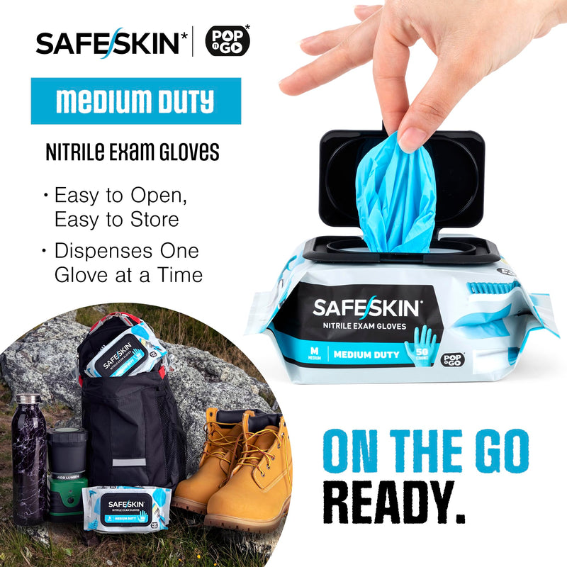 [Australia] - SAFESKIN Disposable Nitrile Gloves in POP-N-GO Pack (50 or 200 Count) Medium Duty, Powder-Free -Cleaning, Gardening, Crafts 50 Medium (Pack of 50) 