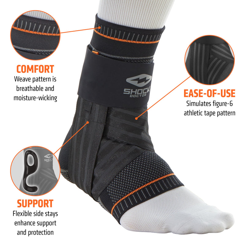 [Australia] - Shock Doctor Ultra Knit Ankle Brace W/Figure 6 Strap & Stays Medium 
